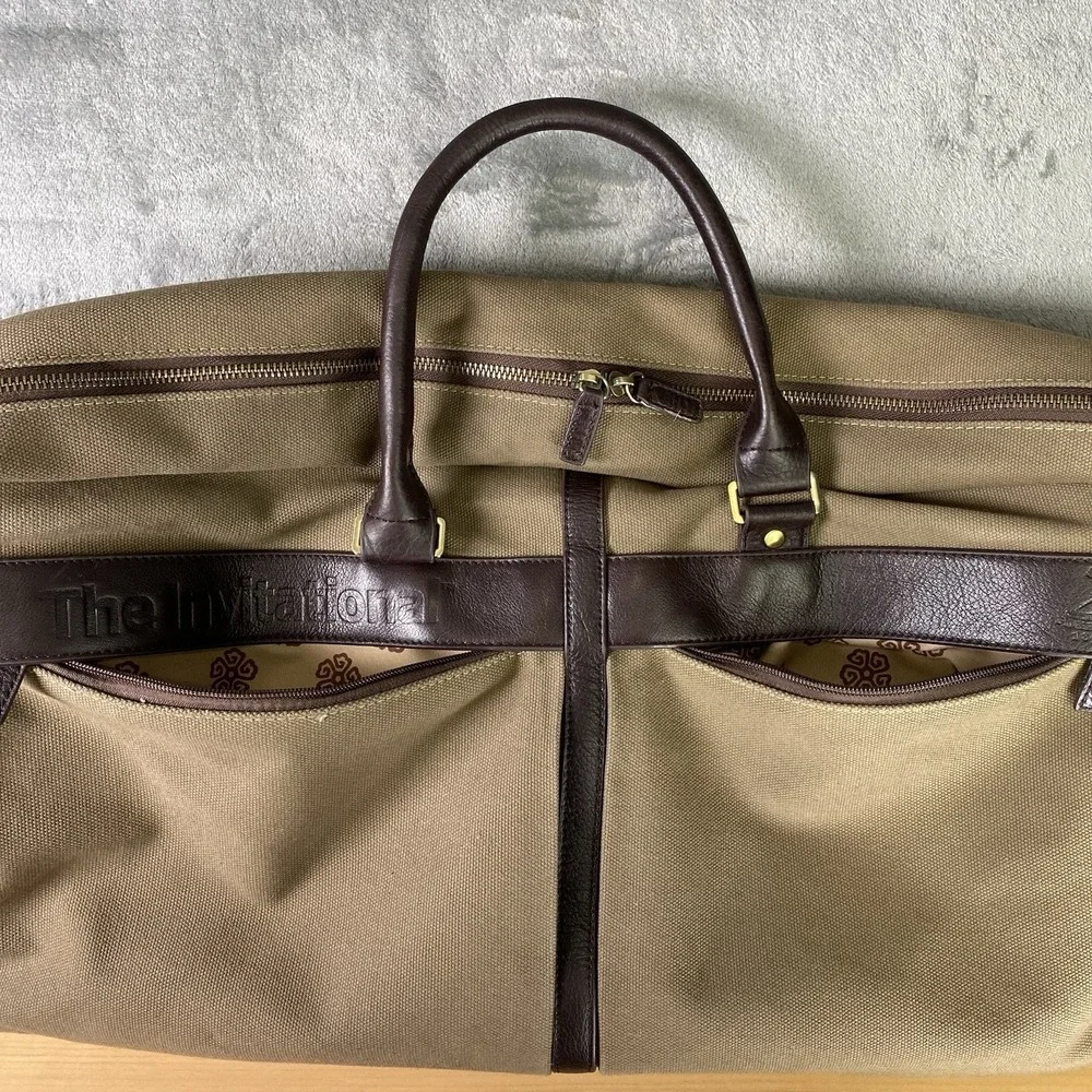 Pinehurst 1895 The Invitational Canvas Luggage Bag Brown Shoulder Strap Leather